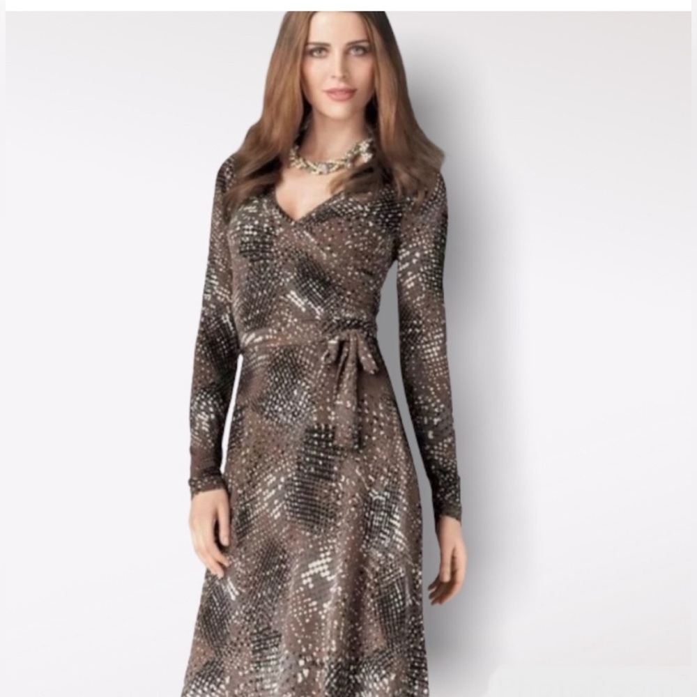 Cabi snake print faux wrap dress